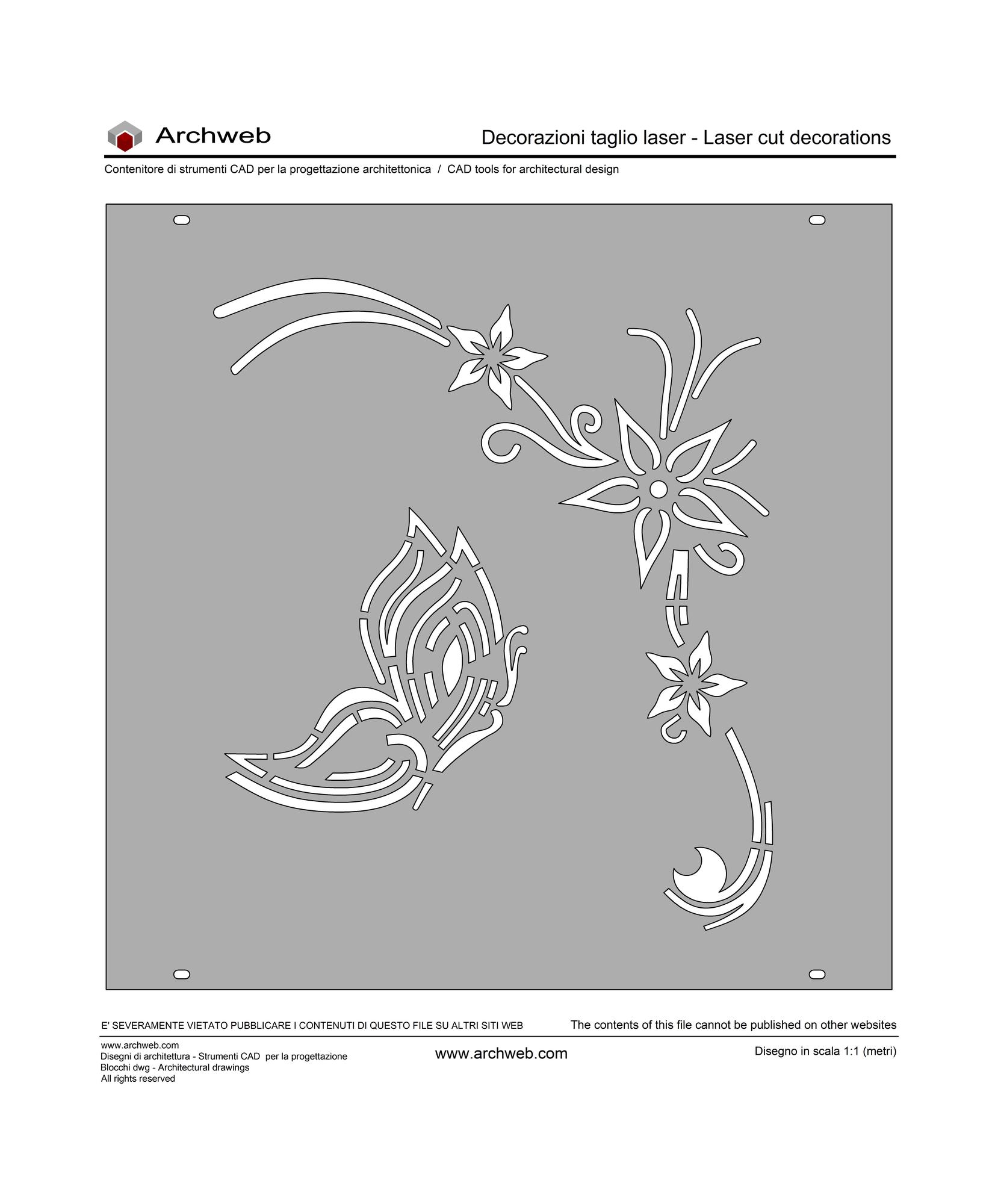 Butterfly with flowers for laser cutting dwg drawings