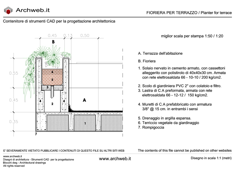 Terrace planter in Archweb dwg