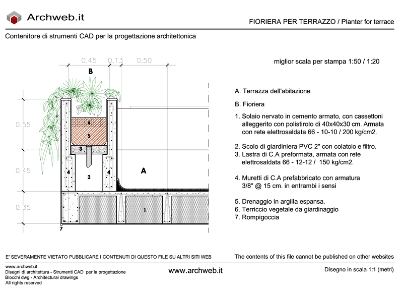 Fioriera per terrazzo in dwg Archweb