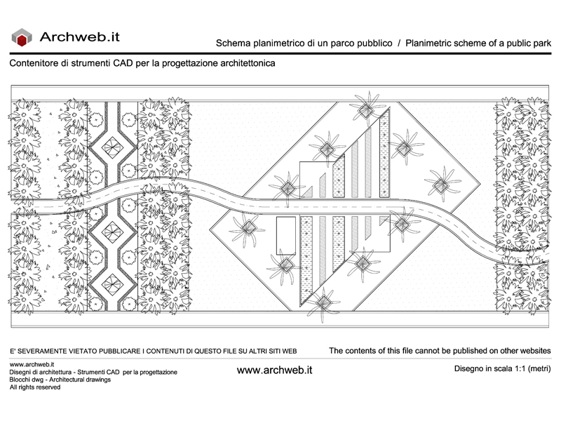 Giardino pubblico 06. Schema progettuale dwg - scala 1:100 Archweb
