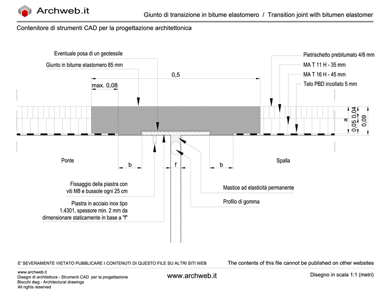 Elastomeric bitumen transition joint