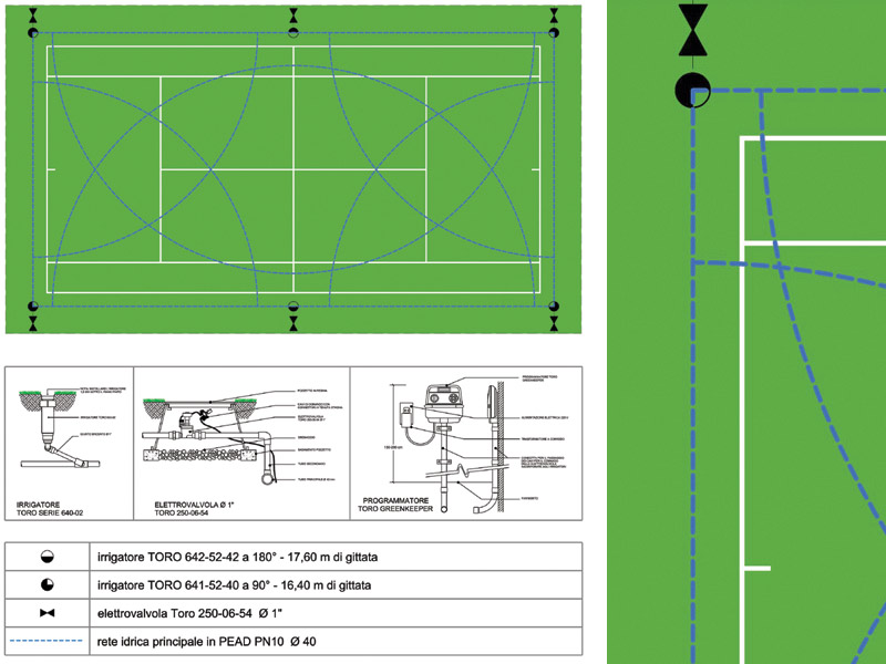 Irrigazione di un campo da tennis dwg Archweb