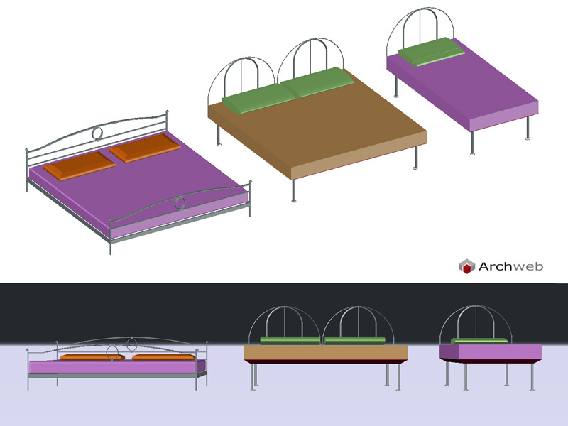 Letti in ferro 3D dwg