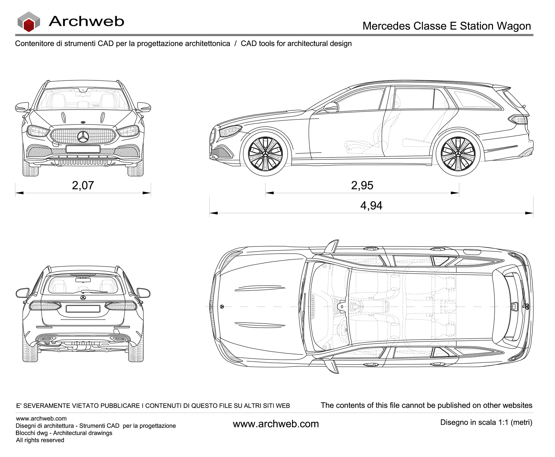 Mercedes E-Class Station Wagon drawing
