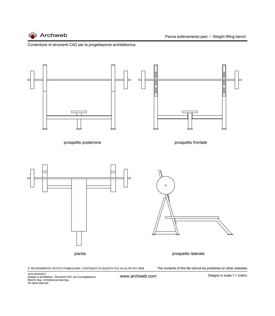 Panca sollevamento pesi dwg Archweb