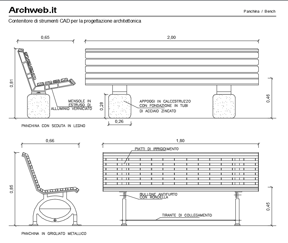Panchina 10 dwg