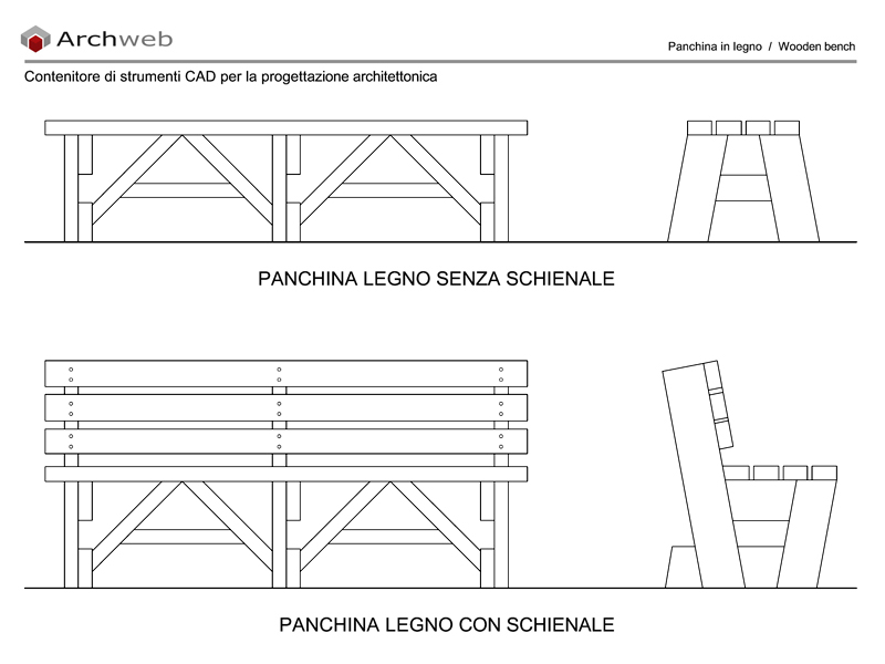 Panchina legno dwg