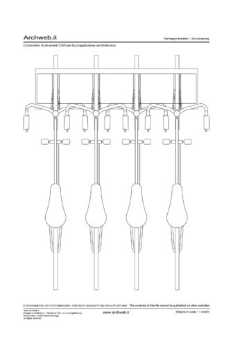 Disegno di parcheggio per biciclette con rastrelliera