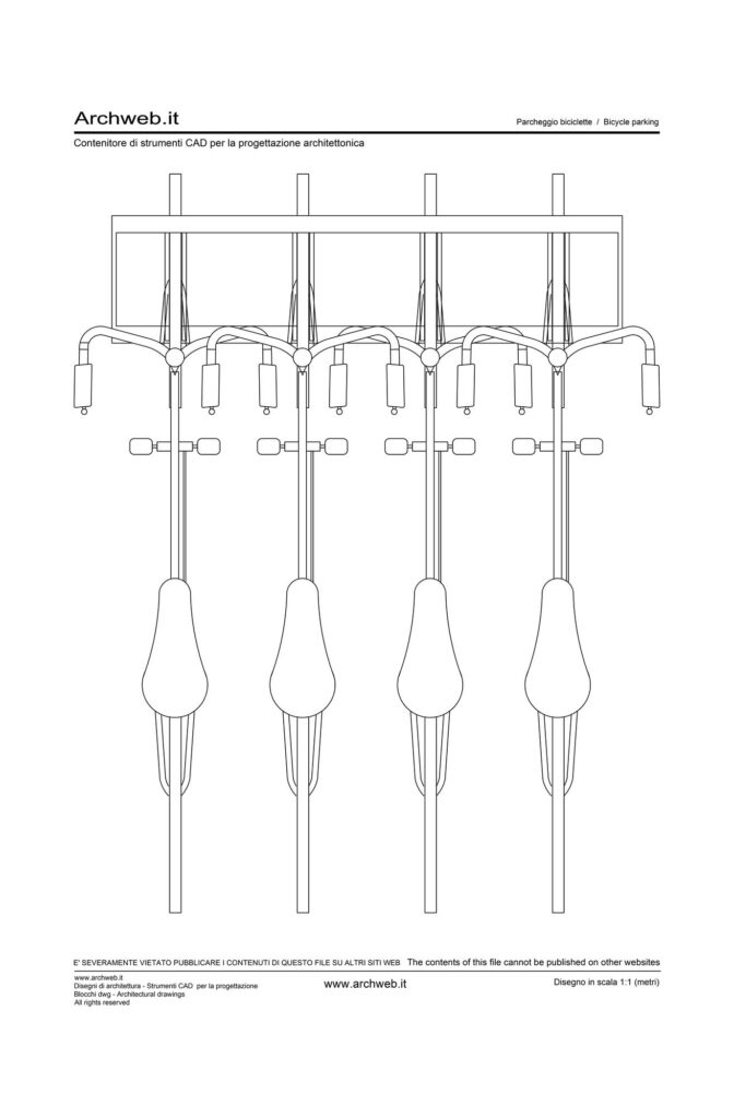 Disegno di parcheggio per biciclette con rastrelliera