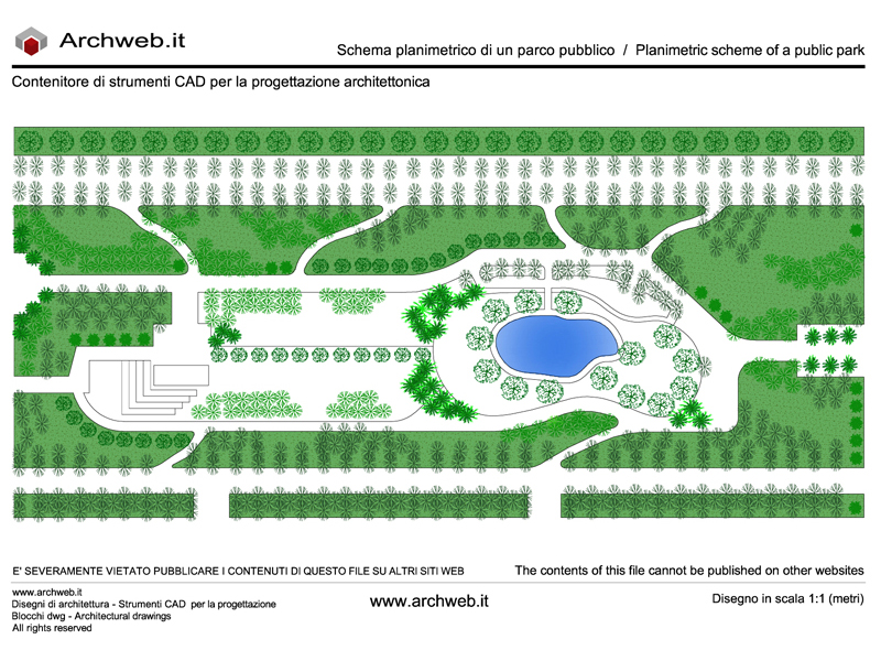 Parco pubblico 01. Schema progettuale dwg - scala 1:100 Archweb