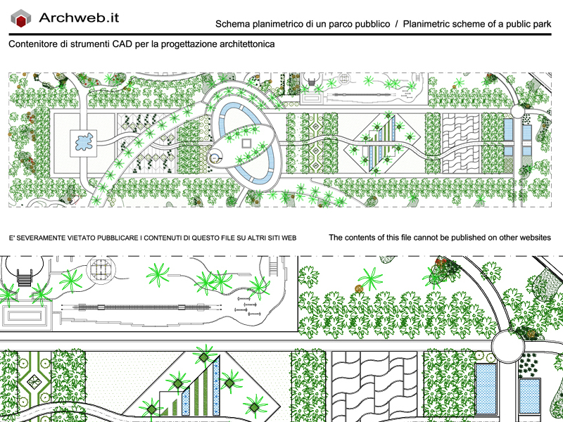 Parco pubblico 03. Schema progettuale dwg - scala 1:100 Archweb