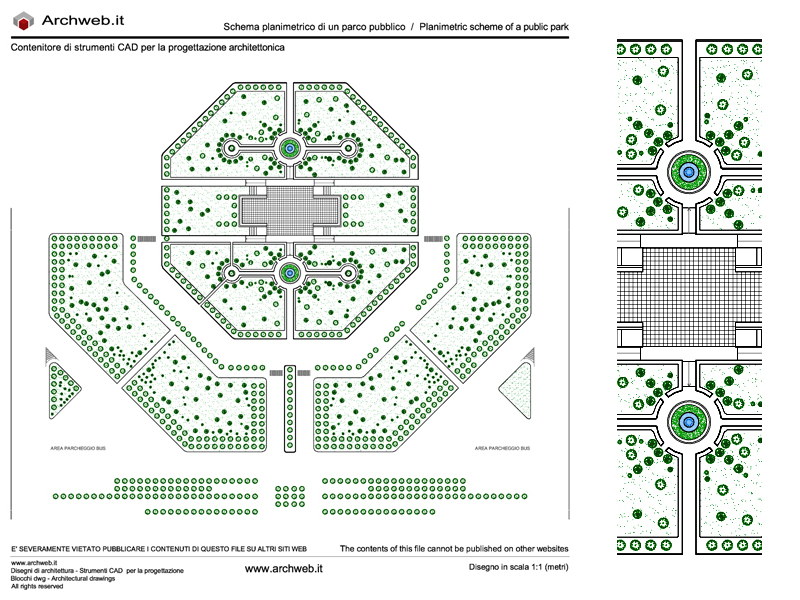 Parco pubblico 05. Schema progettuale dwg - scala 1:100 Archweb