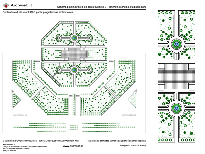 Parco pubblico 05. Schema progettuale dwg - scala 1:100 Archweb