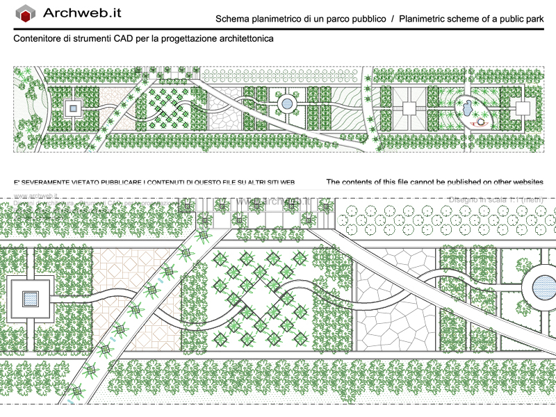 Parco pubblico 07. Schema progettuale dwg - scala 1:100 Archweb