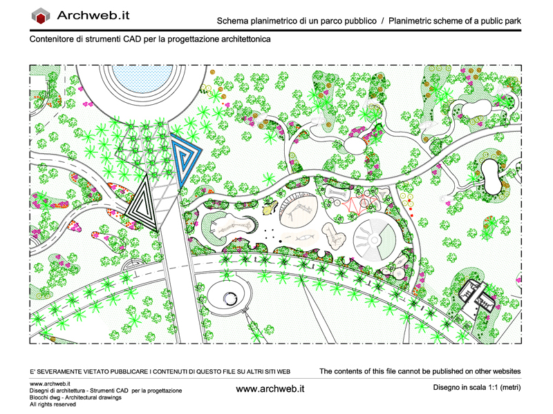 Parco pubblico 08. Schema progettuale dwg - scala 1:100 Archweb