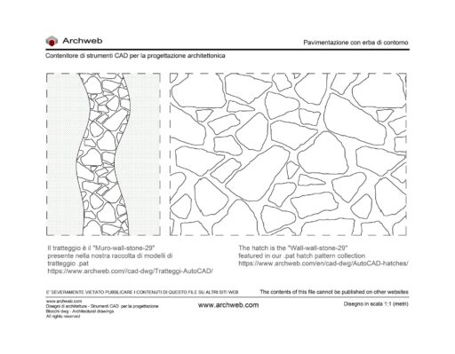 Pavimentazione pietra su prato dwg