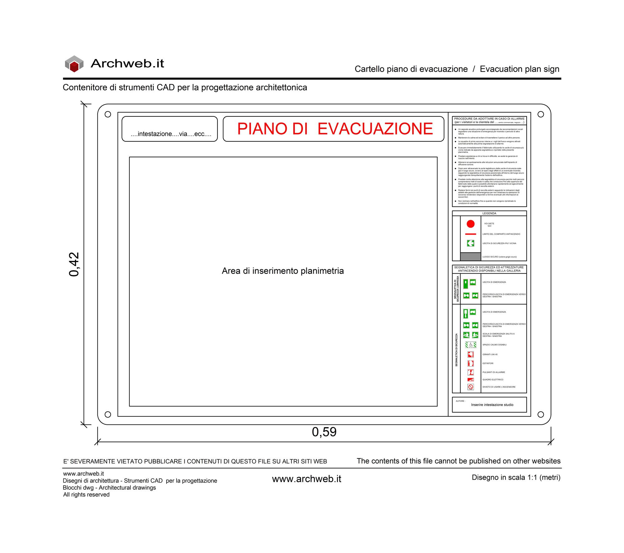 Piano evacuazione dwg Archweb