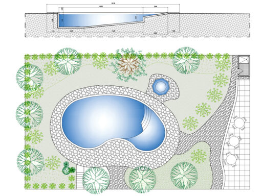 Piscina con giardino 02 dwg