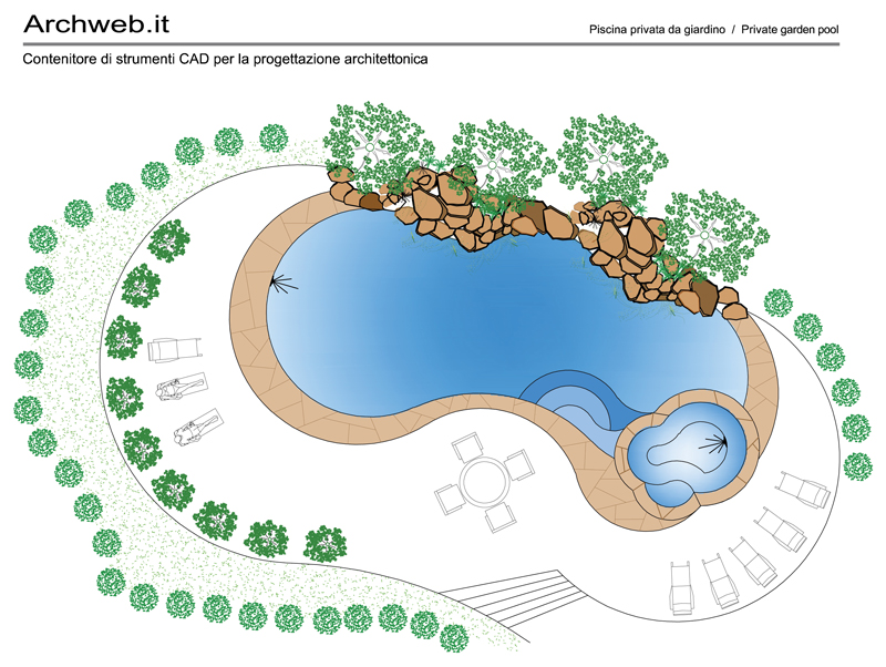 Private swimming pool 04 - Preview dwg plan in 1:100 scale - Archweb