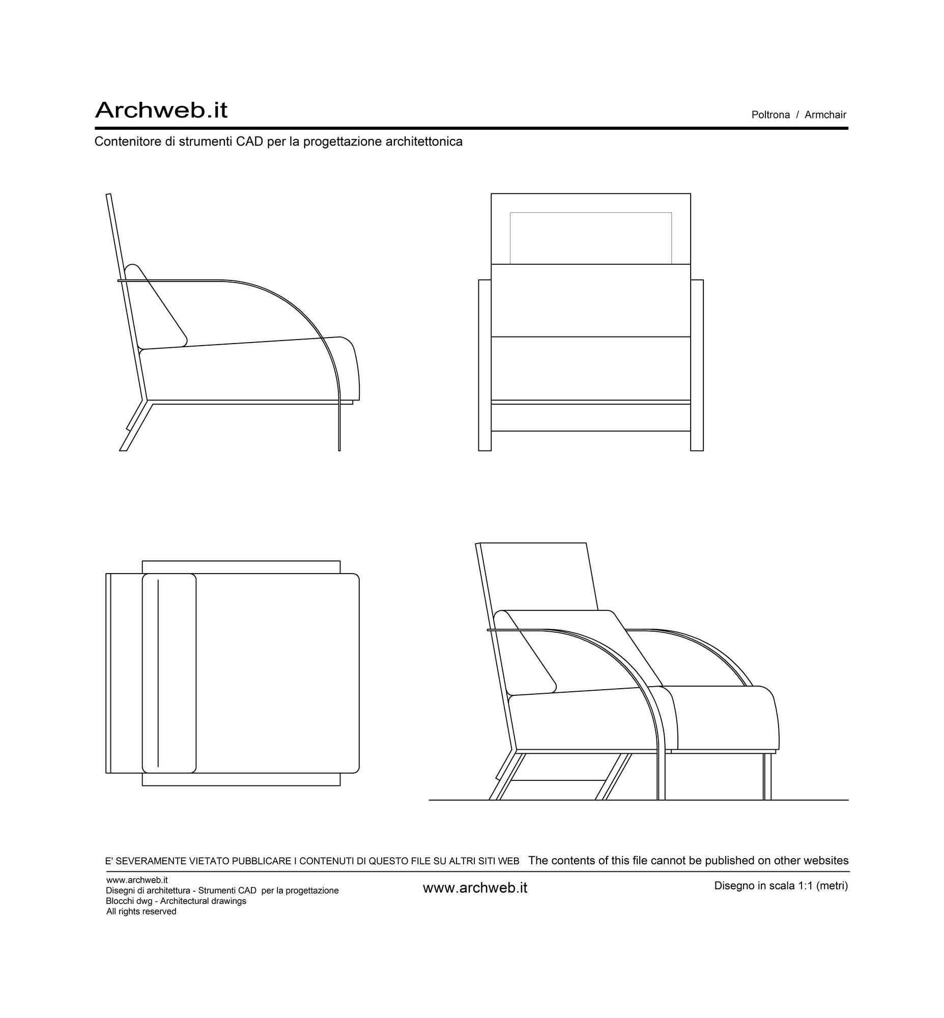 Poltrona pianta prospetti 02 dwg