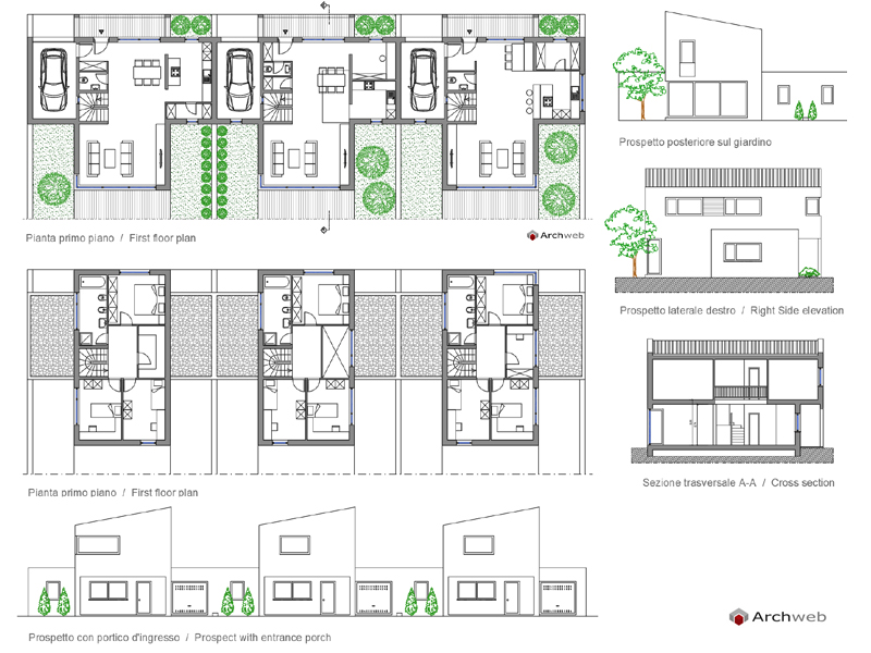 Progetto case a schiera 13 dwg