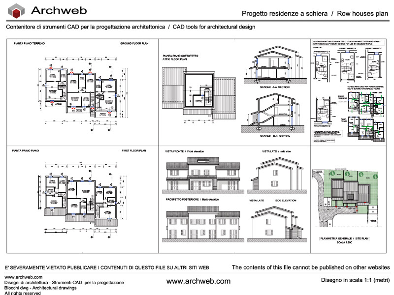 Progetto villini schiera dwg