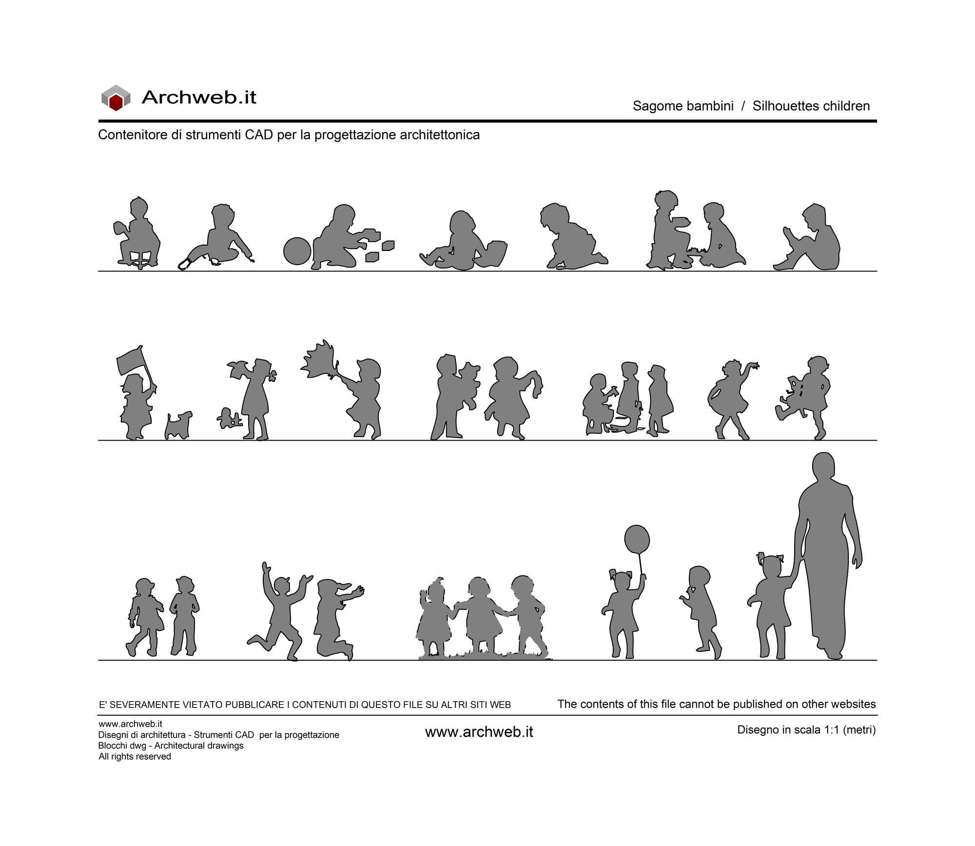 Drawing of children's silhouettes
