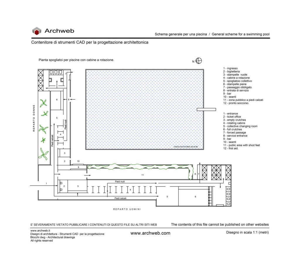 Schema spogliatoi dwg Archweb