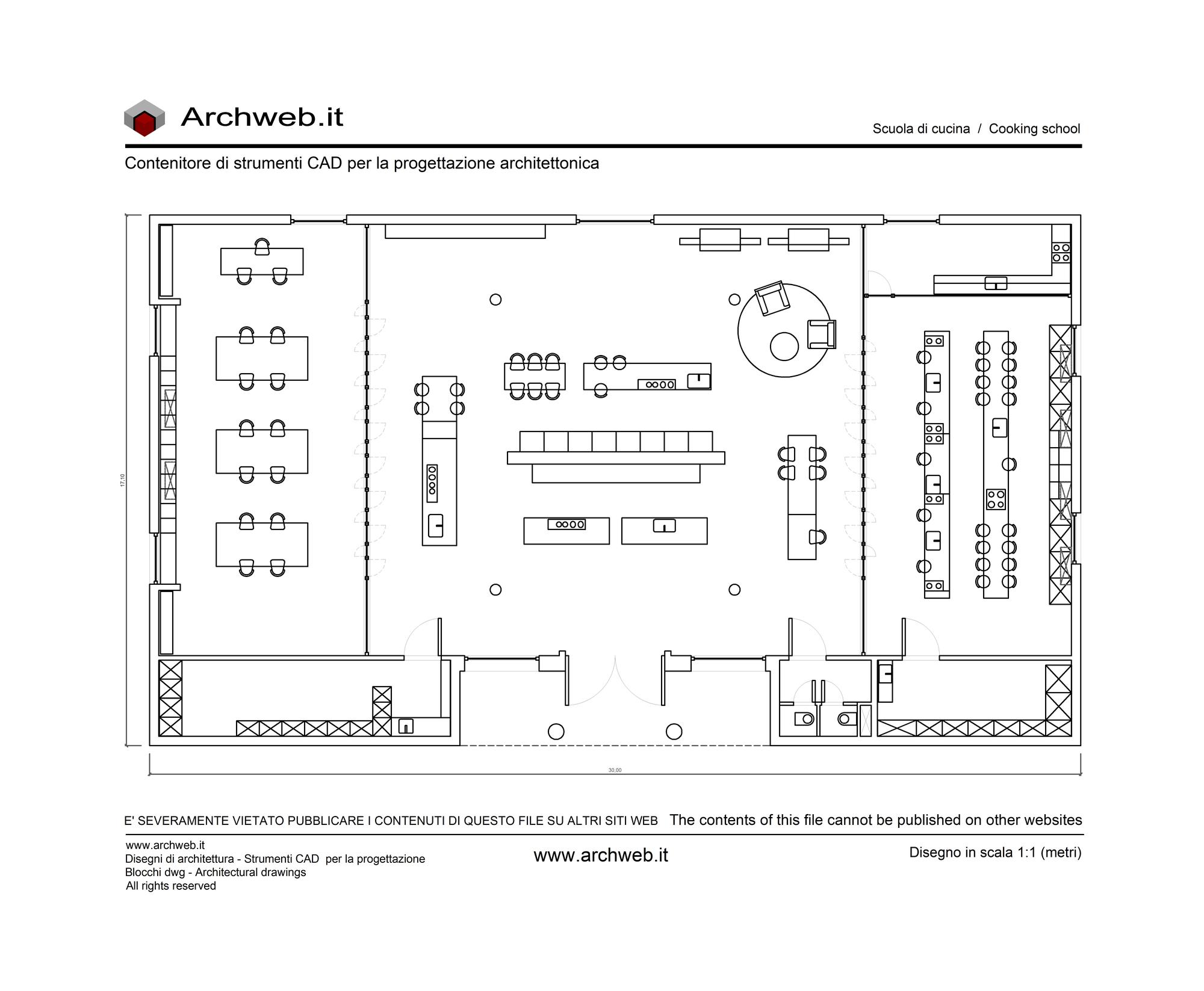 School kitchen plan 02- 1:100 scale dwg drawing - Archweb
