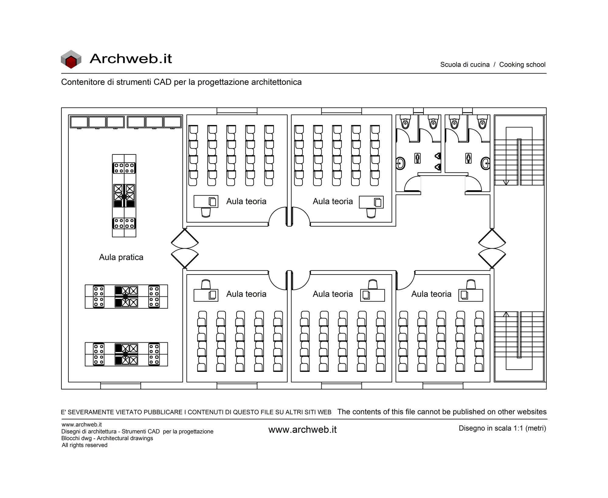 School kitchen plan 03- 1:100 scale dwg drawing - Archweb