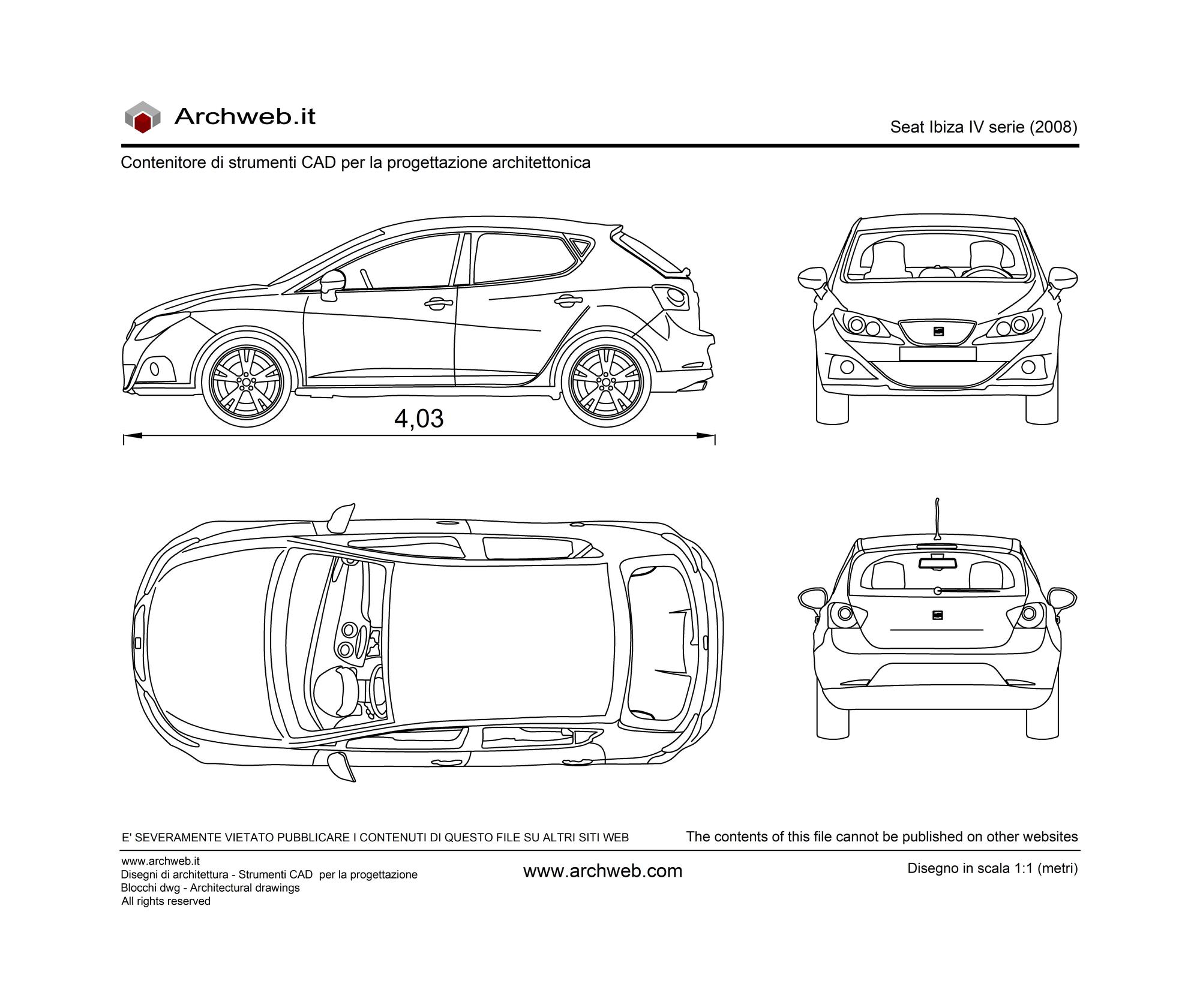 Seat Ibiza IV serie (2008) dwg