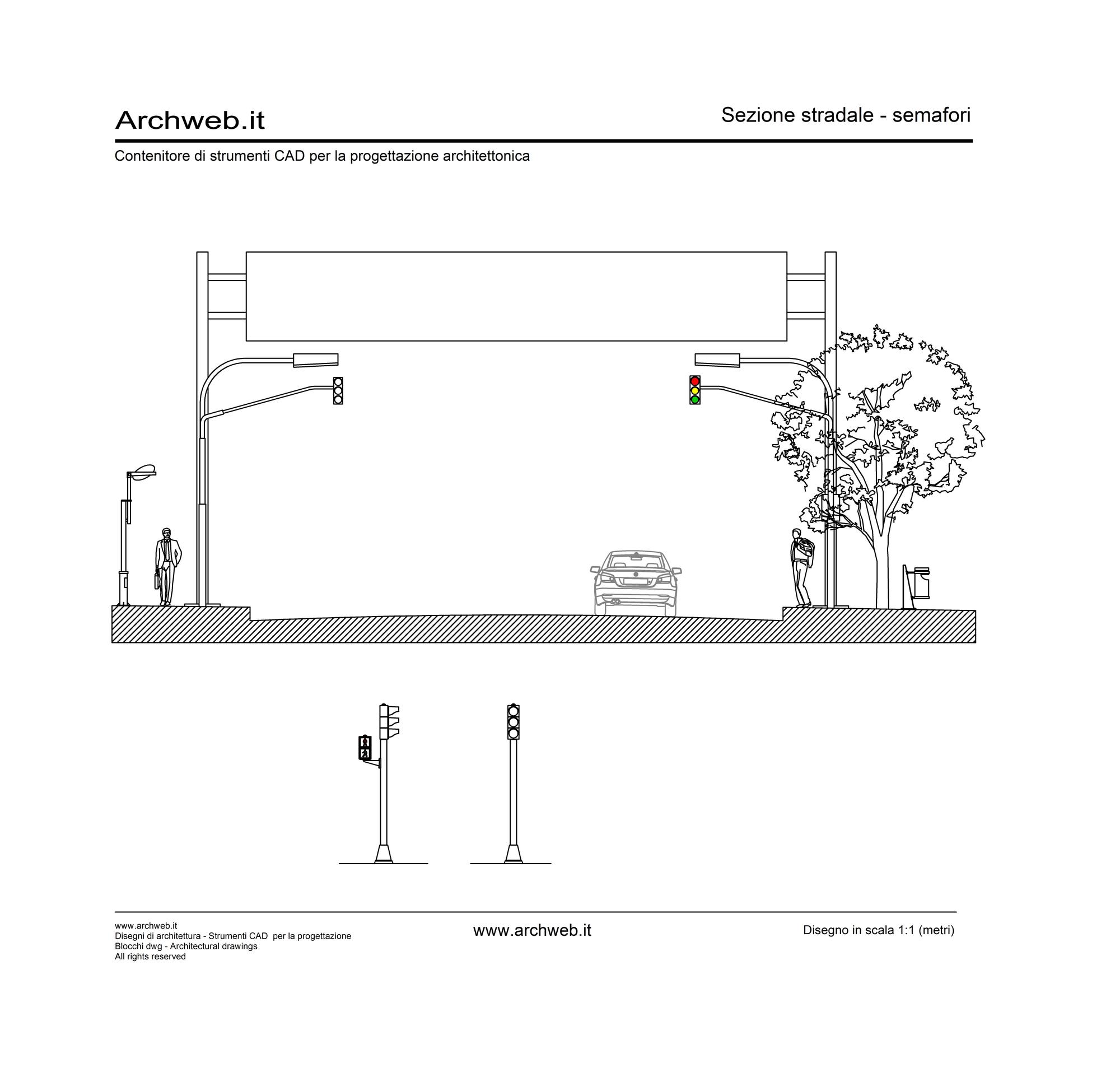 Sezione strada semaforo dwg
