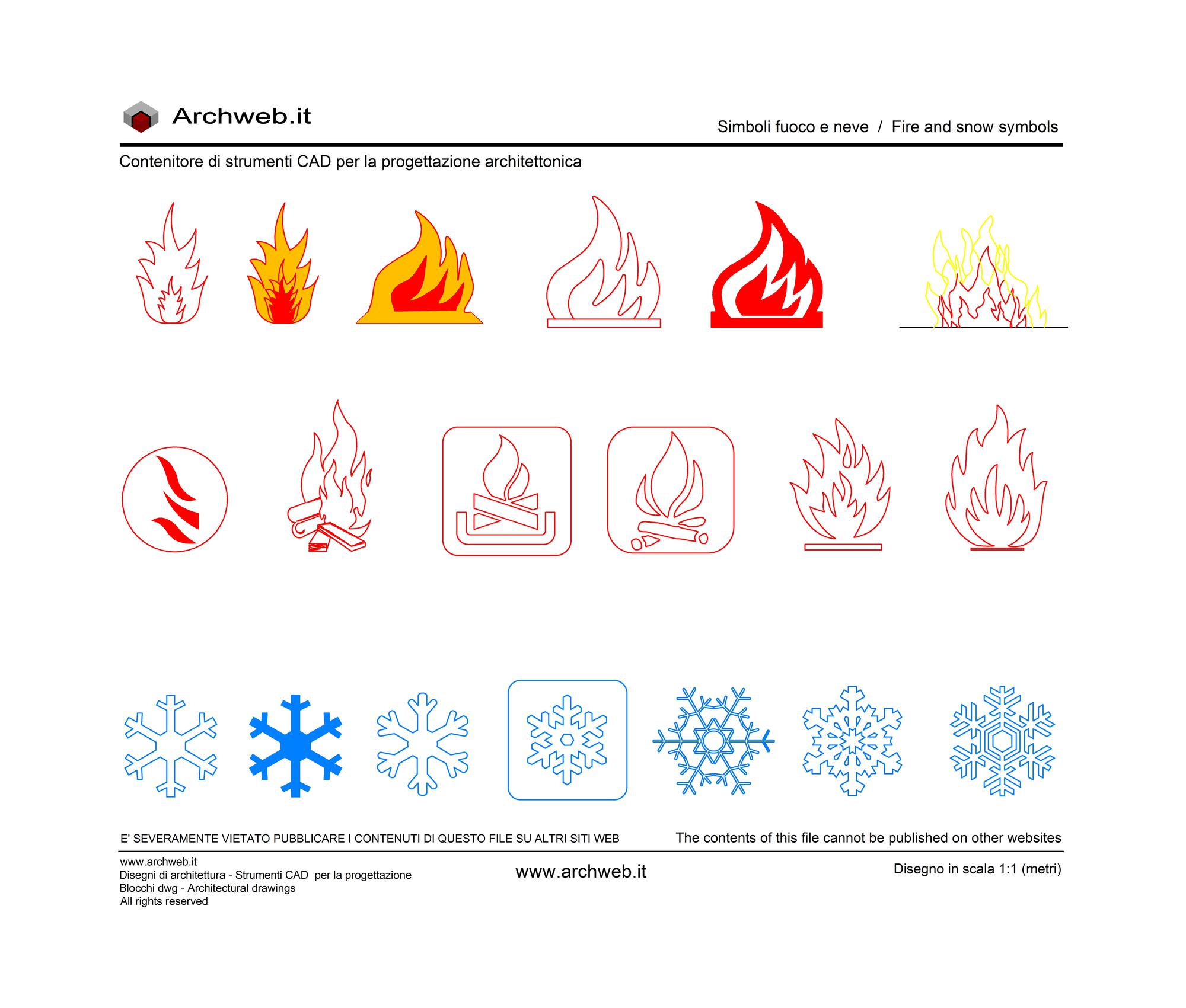 Snow fire symbols Archweb dwg