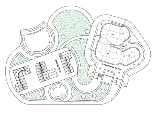 Skatepark 2D 03 dwg. Plan of a skatepark