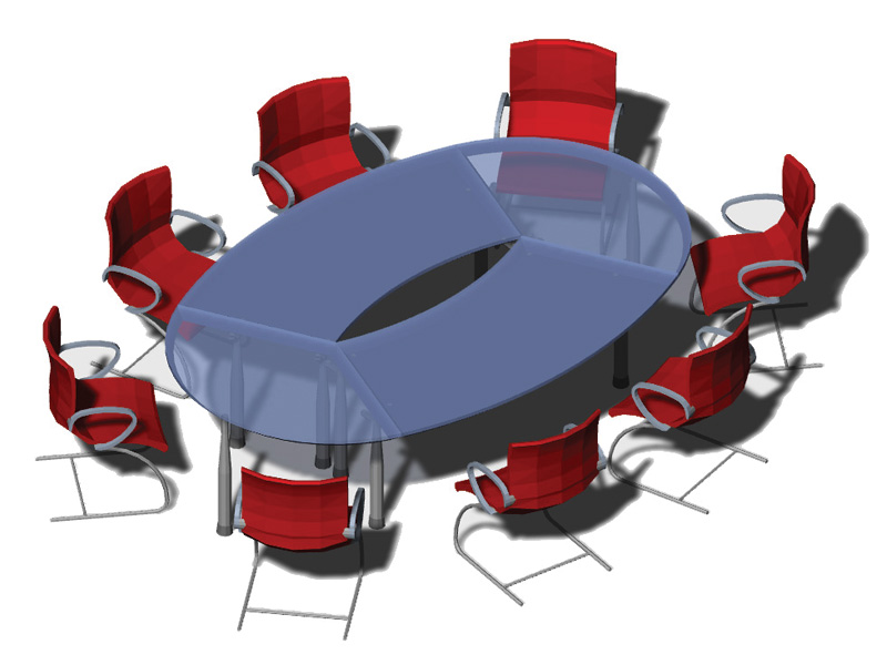 Meeting table 01 - 3D model in 1:100 scale - Archweb dwg drawing