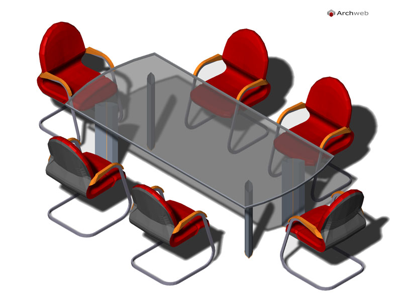 Tavolo riunioni 02 - Modello 3D in scala 1:100 - Disegno dwg Archweb