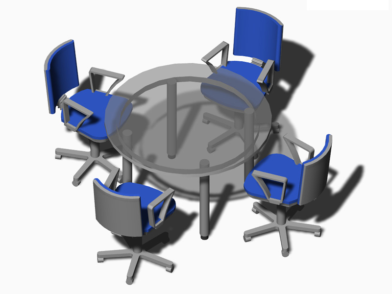 Meeting table 03 - 3D model in 1:100 scale - Archweb dwg drawing
