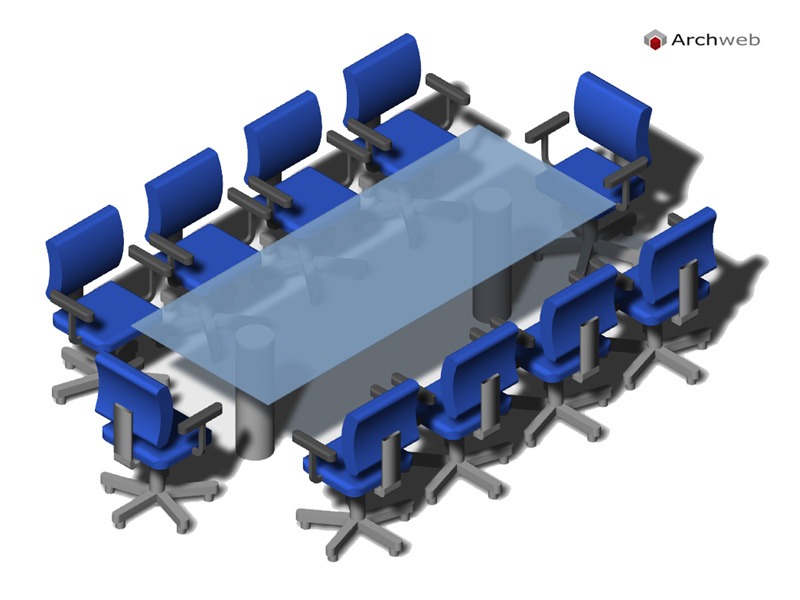 Tavolo riunioni 04 - Modello 3D in scala 1:100 - Disegno dwg Archweb