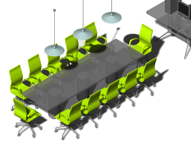 Meeting table 05 - 3D model in 1:100 scale - Archweb dwg drawing
