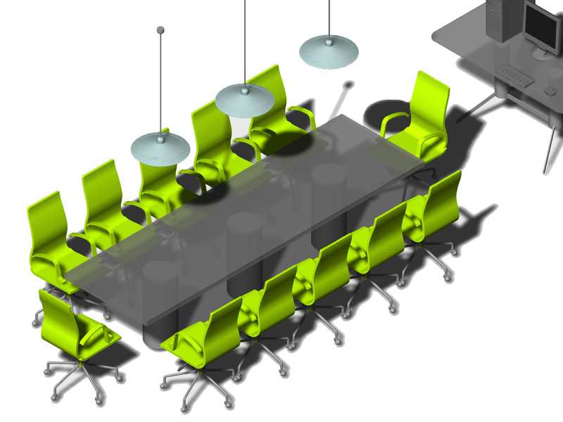 Tavolo riunioni 05 - Modello 3D in scala 1:100 - Disegno dwg Archweb