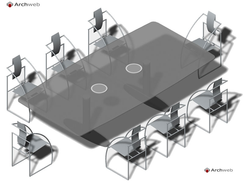 Tavolo riunioni 06 - Modello 3D in scala 1:100 - Disegno dwg Archweb