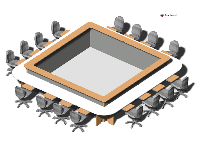 Tavolo riunioni 07 - Modello 3D in scala 1:100 - Disegno dwg Archweb