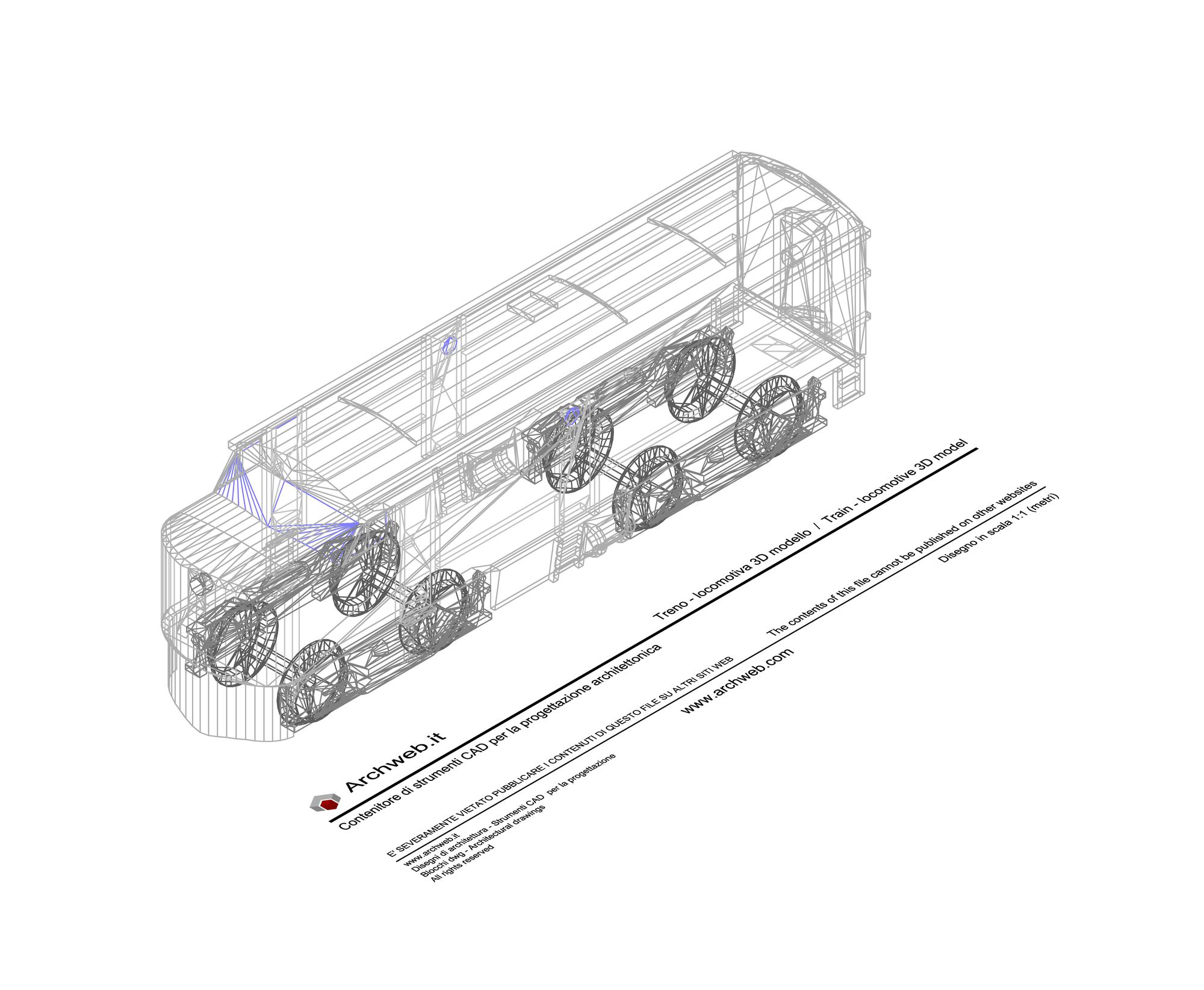Treno locomotiva 3D dwg