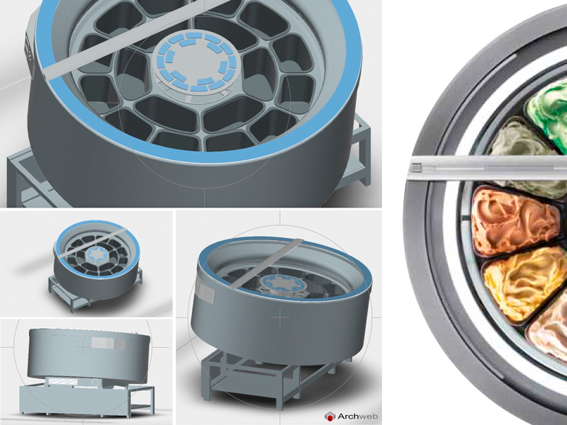 Vetrina gelato tonda 3D dwg