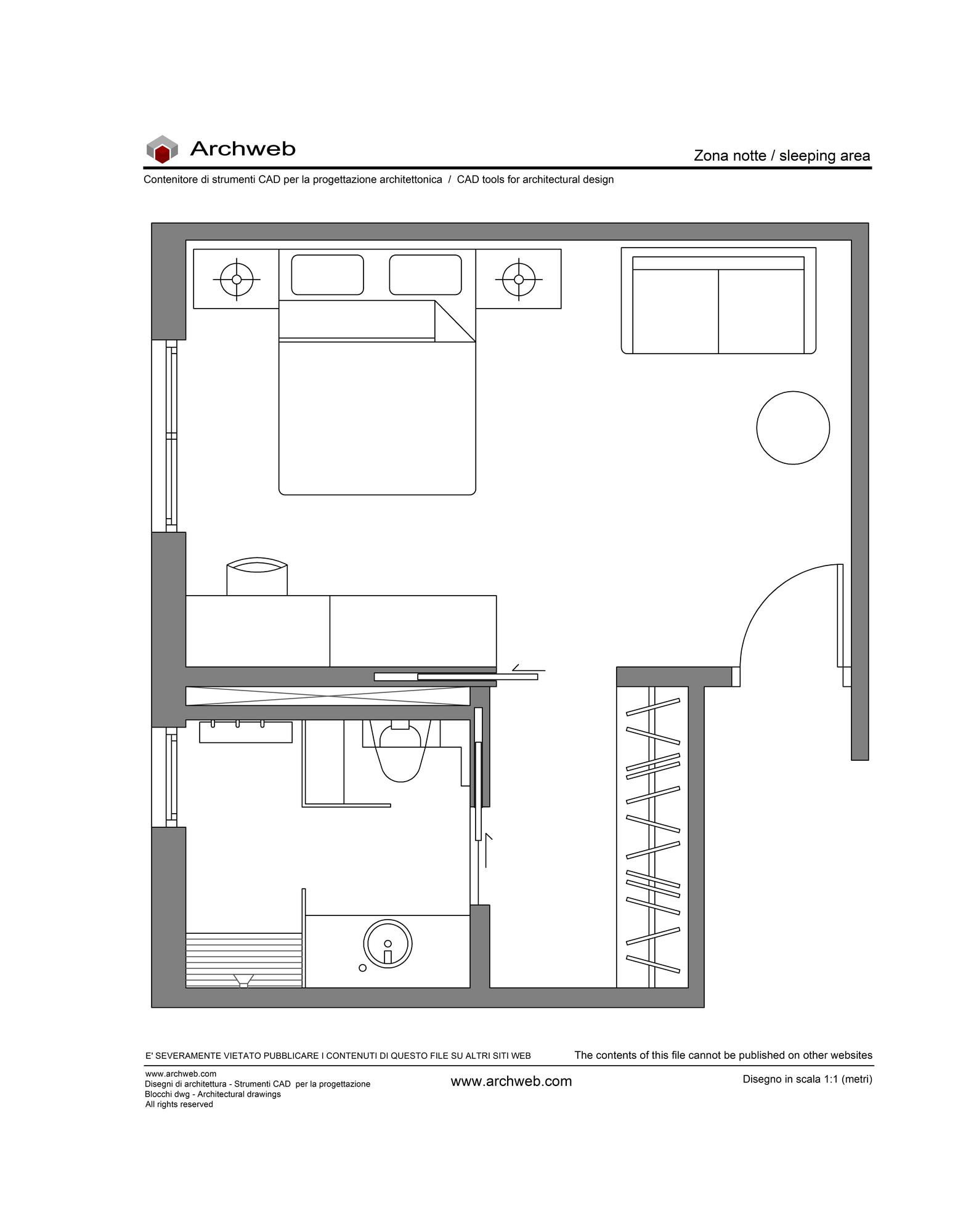 Sleeping area dwg 24 - Bedroom plan 1:100 scale - Archweb