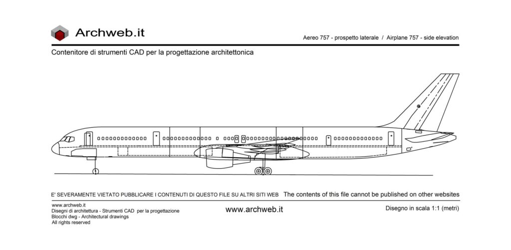 Aircraft 757 side elevation dwg