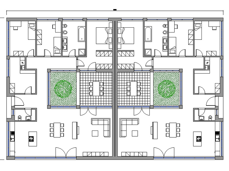 Two-family house with patio 2 dwg