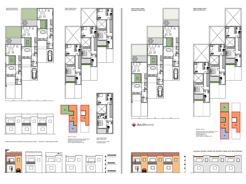 Case a schiera con patio 18 dwg