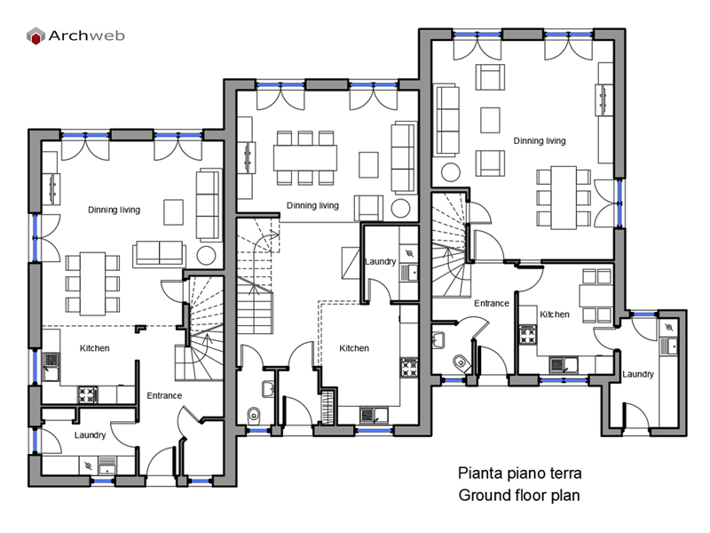 Row houses with 3 levels-2 dwg