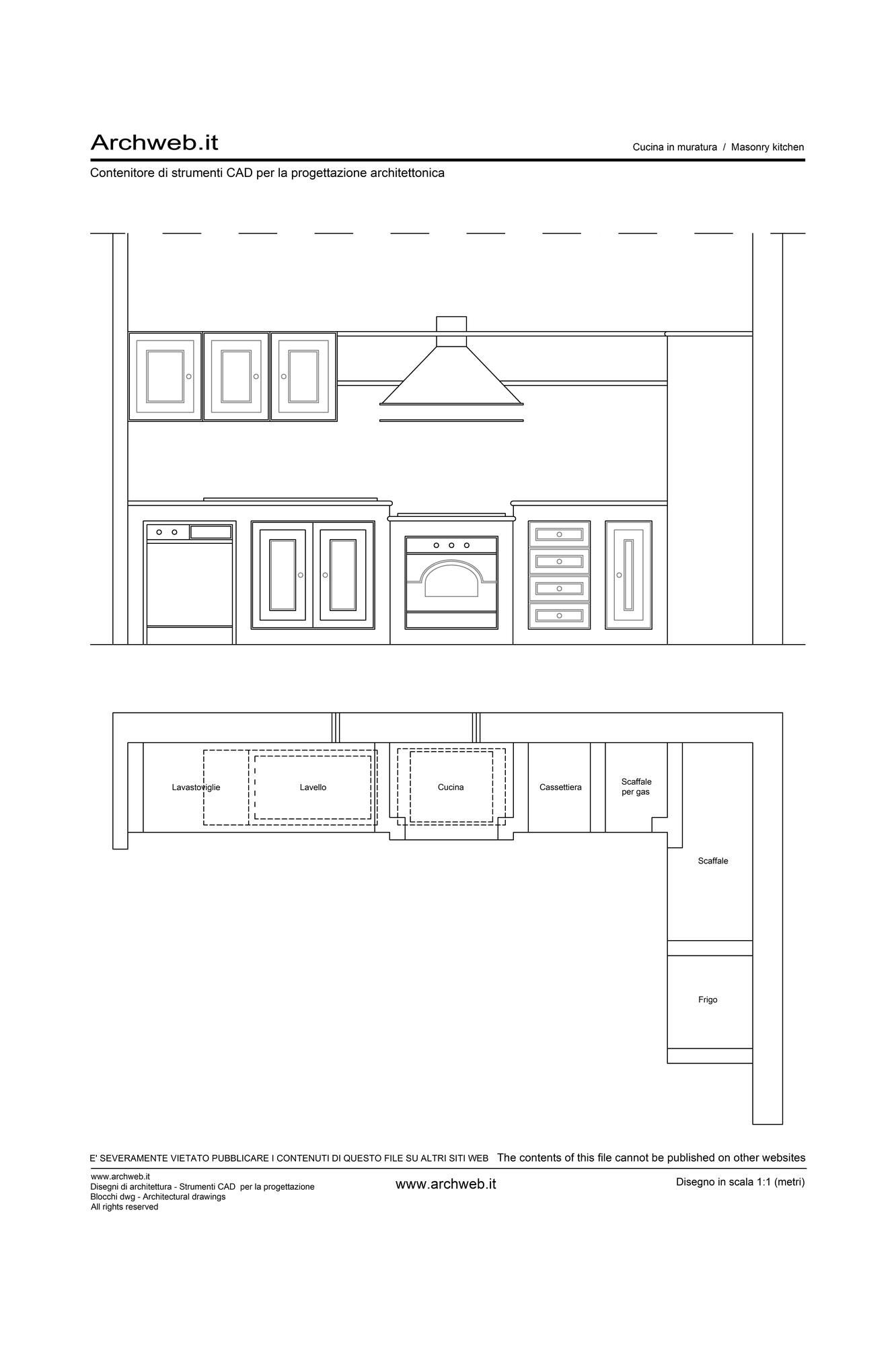 Cucina in muratura 01 dwg